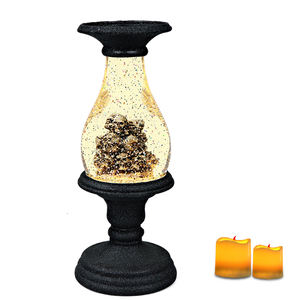 Вращающийся светильник-фонарь с блестками для Хэллоуина и Рождества, подсвечник с теплым белым светодиодом и 3 батарейками АА - Product Image 4