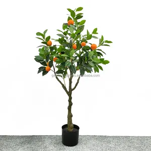 高品质装饰栩栩如生的人造橙树110厘米高防紫外线塑料绿叶人造植物