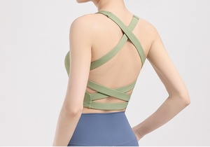 Sujetador Deportivo <span class=keywords><strong>de</strong></span> Moda para Mujer con Tirantes Cruzados en la Espalda y Cuello en U, con Relleno Extraíble, Soporte Medio, para <span class=keywords><strong>Yoga</strong></span> - Product Image 4