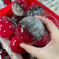 Sphère en Agate Sang de Poulet en Gros, Cœur en Cristal de Quartz pour la Décoration Intérieure