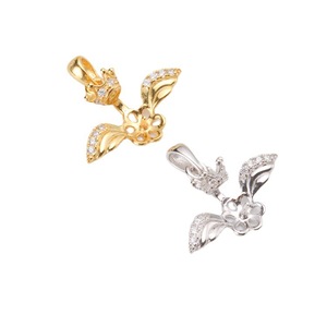 Pendentif de collier pour femme en argent S925, accessoire DIY avec perles rondes de 7-8 mm et support vide, pendentif ange tendance 30169 - Product Image 3