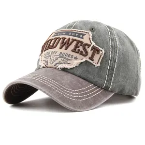 ZG Washed Vintage Wildwest Cowboy Baseball Cap Customize Logo Sport Gorras Snapback Caps Custom Hat Baseball Cap