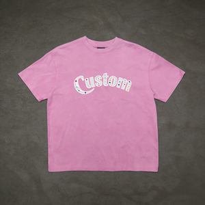 Camiseta Personalizada para Hombre, 280 GSM, 100% Algodón, Color Rosa, Impresión de Logotipo, Lavado Ácido, Fabricante - Product Image 1