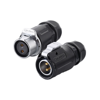 Connecteur d'alimentation Cnlinko LP20 Aviation, inversé, étanche IP67, 2 broches, plastique, contacts en alliage de cuivre plaqué or, affichage LED