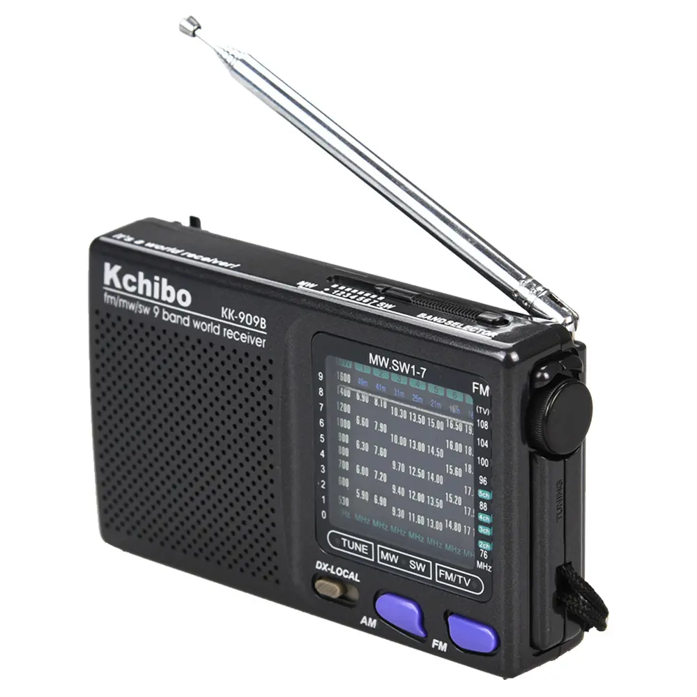 High sensitivity multiband radio receiver FM/MW/SW 9 band Kchibo radio