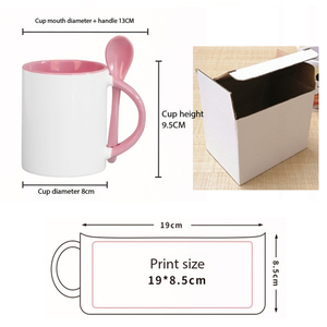 TY en stock 11oz vente en gros de tasses en céramique de sublimation poignée intérieure couleur tasse en céramique avec cuillère à thé - Product Image 2