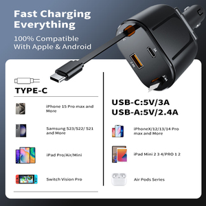 Mới Bán Buôn New <span class=keywords><strong>4</strong></span> Trong 1 Có Thể Thu Vào 60W Nhanh Chóng Car Charger <span class=keywords><strong>Adapter</strong></span> Cáp Với Đầy Sao Ánh Sáng USB-C Cho <span class=keywords><strong>Iphone</strong></span> Cho Android - Product Image 5