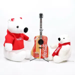促销可乐审核工厂可乐极地白色北极熊可乐围巾和吊牌毛绒4.5 "毛绒动物玩具