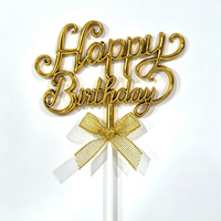 Gold Silber Roségold Schwarz Metallisch 3D Happy Birthday Cake Topper Kursiv Schriftlich Dekoration für Partyzubehör