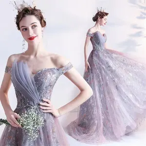 Purple Evening Dress Bridal Wedding and Toast Dress 2023 New Banquet Style Host Dress Summer
