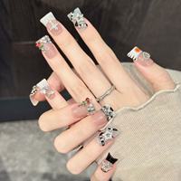Faux ongles carrés en acrylique réutilisables, motif canard fait main, 10 pièces