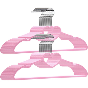 <b>Plastic</b> Hangers Pink Hangers Ultra Thin Space Saving Cute Heart Clothes Hangers for Clothes - Product Image 1