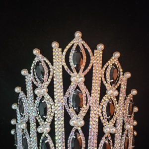 Light <strong>Blue</strong> Crystal Rhinestone Queen Crown Pageant Crown <strong>Tiara</strong> - Product Image 4