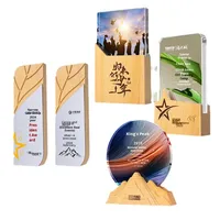 Logo personnalisé à conception libre Trophée en bois de cristal en bois souvenir