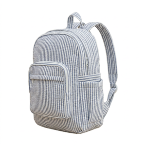 Handmade 100% Cotton Geometric Print Softback <b>Backpack</b> Unisex Bohemian Style Lightweight Daypack Curved Shoulder <b>Straps</b> Interior - Product Image 1