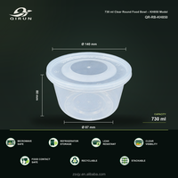 Bol à soupe transparent en PP de 700 ml, qualité alimentaire, recyclable, avec couvercle, pour restaurant, à emporter, jetable, compatible micro-ondes, anti-fuite, sans BPA, pour salade