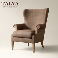 Fauteuil d'appoint moderne de luxe rembourré en cuir marron, design élégant, pour salon, hôtel, chambre à coucher