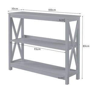 Mesa de consola gris acentuada de alta calidad, mesa de sofá estrecha de 3 niveles, estante de almacenamiento, mesa de vestíbulo, muebles para entrada - Product Image 4