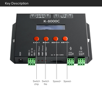 Автономный LED-контроллер K-8000C с каскадированием и коррекцией гаммы, 8*1024 пикселей, поддерживает микросхемы UCS1903, WS2811 и SM16716