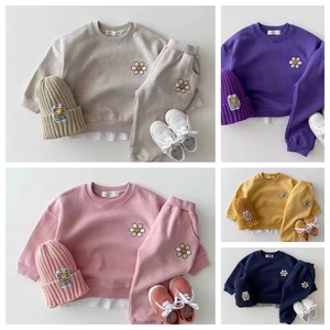 KERUI çocuk yumuşak peluş takım erkek bebek sıcak kalın kazak pantolon iki parçalı takım elbise çocuk 2025 iki parçalı Ins tarzı Jogger setleri - Product Image 3
