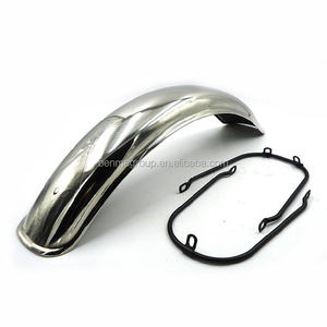 Guardabarros Delantero Universal para Motocicleta Cafe Racer Negro/Cromado para Ruedas Delanteras de 16, 17 y 18 Pulgadas - Product Image 4