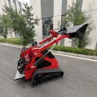 Chargeuse compacte sur roues facile à utiliser avec tarière et godet à rainures en V pour vergers et petits terrains municipaux