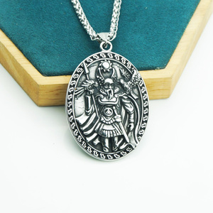 Pendentif en acier inoxydable double face de style rétro européen et américain, guerrier <span class=keywords><strong>viking</strong></span> Odin, pendentif de personnalité pour homme - Product Image 3