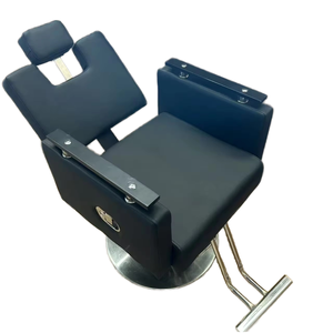 Chaise de <span class=keywords><strong>Barbier</strong></span> Professionnelle Pliable en Cuir avec Cadre en Acier, Rotation à 360 Degrés, Siège Inclinable et Repose-Pieds Réglable pour Salon de Coiffure - Product Image 1