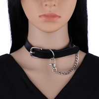 Cuir noir pointu tour de cou Punk collier femmes hommes chaînes tour de cou gros collier Goth bijoux métal gothique Emo accessoires
