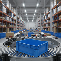 Grands conteneurs de stockage 150 litres, bon marché, en PP, avec couvercle attaché, robustes, caisses de stockage logistique empilables, caisses de déménagement en plastique