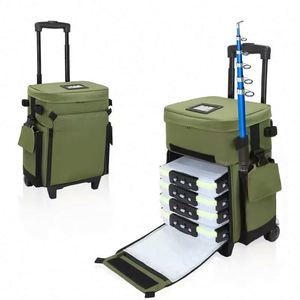 กระเป๋าเป้ตกปลาแบบกันน้ำ BSCI Factory Rolling Tackle Box พร้อมที่ใส่คันเบ็ด - Product Image 4