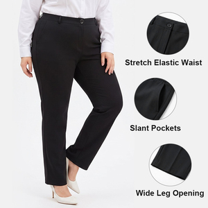 Pantalones de mujer al por mayor, talla grande, cómodos, elásticos, de cintura alta, rectos, tipo <span class=keywords><strong>traje</strong></span>, <span class=keywords><strong>para</strong></span> uso diario y laboral. - Product Image 3