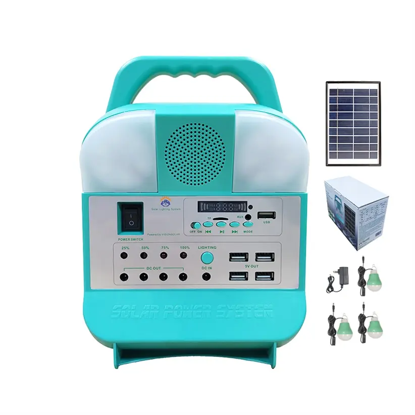 Mobile Phone Chargers Mini Solar Home Lighting Kit Solar Light Radio Horn Solar Off Grid System Houses Batteries Solar Kits