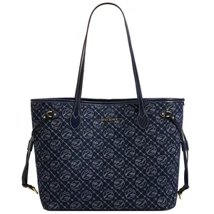 2024 Designerใหม่แฟชั่นอินเทรนด์ผู้หญิงLuxury Bigกระเป๋าถือขายส่งผ้าฝ้ายขนาดใหญ่ความจุสุภาพสตรีสีฟ้าToteกระเป๋า