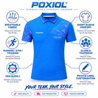 Polo de sport personnalisé pour la course et l'entraînement, motif bleu, haut d'équipe pour clubs, marque privée, fourniture OEM, faible MOQ