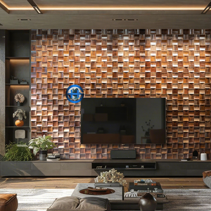 Paneles de Madera 3D de Cedro de Lujo Art <span class=keywords><strong>Deco</strong></span> Vanguardistas para Revestimiento de Paredes en Áreas de Recepción de Oficinas Ejecutivas con Diseño Innovador - Product Image 4