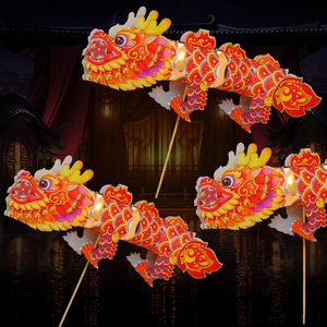 Grandes décorations de festival du Nouvel An chinois en plastique, alimentées par batterie, pour l'extérieur, dans le style du Danseur du Dragon - Product Image 3