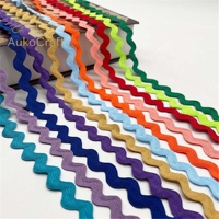 Ruban en dentelle de polyester coloré uni de 8 mm, sangle incurvée pour sacs et chapeaux, ruban textil tricoté en zigzag, garnitures en dentelle pour vêtements et artisanat