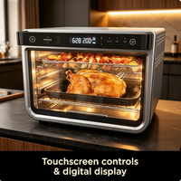 Four électrique multifonction 10-en-1 avec friteuse à air, double couche, pour la cuisson de pizzas, de toasts, de bagels et la déshydratation domestique