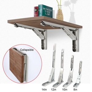 RheTech, soporte de ángulo plegable triangular blanco de 8-14 pulgadas, rodamiento duradero, herrajes <span class=keywords><strong>para</strong></span> muebles montados en la pared, <span class=keywords><strong>soportes</strong></span> de estante ajustables - Product Image 1