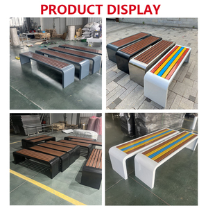 Bancs d'extérieur personnalisés en acier inoxydable coloré pour parcs, vente en gros de bancs métalliques résidentiels d'extérieur, sièges publics pour écoles - Product Image 4