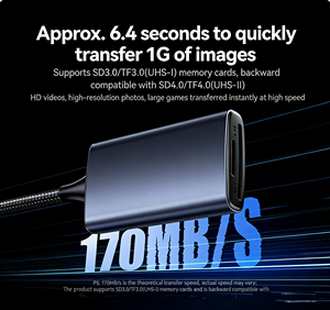 Lector <span class=keywords><strong>de</strong></span> tarjetas tipo C3.0 con ranuras duales SD/TF, aleación <span class=keywords><strong>de</strong></span> aluminio, chip estable y fusible incorporado seguro, compatible con dispositivos móviles y portátiles - Product Image 2