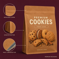 Sacs à biscuits personnalisés imprimés, sachets refermables de qualité alimentaire pour emballage de biscuits, cadeaux de boulangerie, desserts, vente en gros