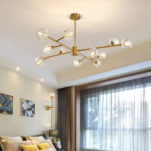 Lámpara OEM Arte Creativo luces colgantes araña decorativa de cristal de lujo de acero inoxidable Nórdico - Product Image 1