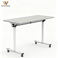 Bureau pliant portable de haute qualité, mécanisme de pliage rapide, forte capacité de charge, support mobile, plateau en bois pour l'école et la formation