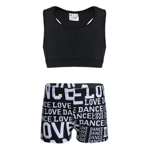 2 uds Junior Girls Sujetador deportivo sin mangas Crop Top con pantalones cortos conjunto para gimnasia baile gimnasio entrenamiento - Product Image 3