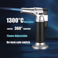 Briquet à gaz butane rechargeable briquet à flamme réglable Chef torche de cuisine extérieur coupe-vent BBQ allumage pique-nique outil de survie