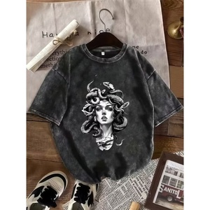 T-shirts personnalisés lavés pour hommes, 1 pièce, broderie hip-hop, impression anime, streetwear, fabricant de vêtements, t-shirt, dropshipping - Product Image 4