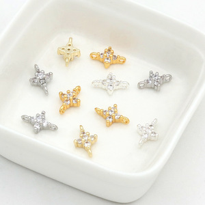 จี้รูปใบโคลเวอร์สี่แฉก ทอง 18k เงินแท้ ประดับเพชรซิคอน สำหรับทำเครื่องประดับ DIY สร้อยคอ ต่างหู 男女兼用 - Product Image 1