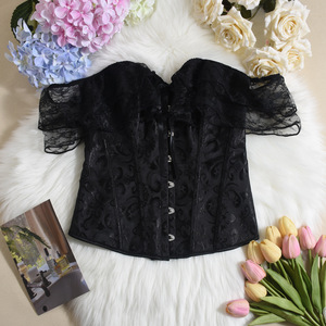 Corset de style court pour femme, pour le commerce transfrontalier, avec effet amincissant et gainant, en dentelle, épaules dénudées, sexy, ferme, respirant, polyvalent - Product Image 6